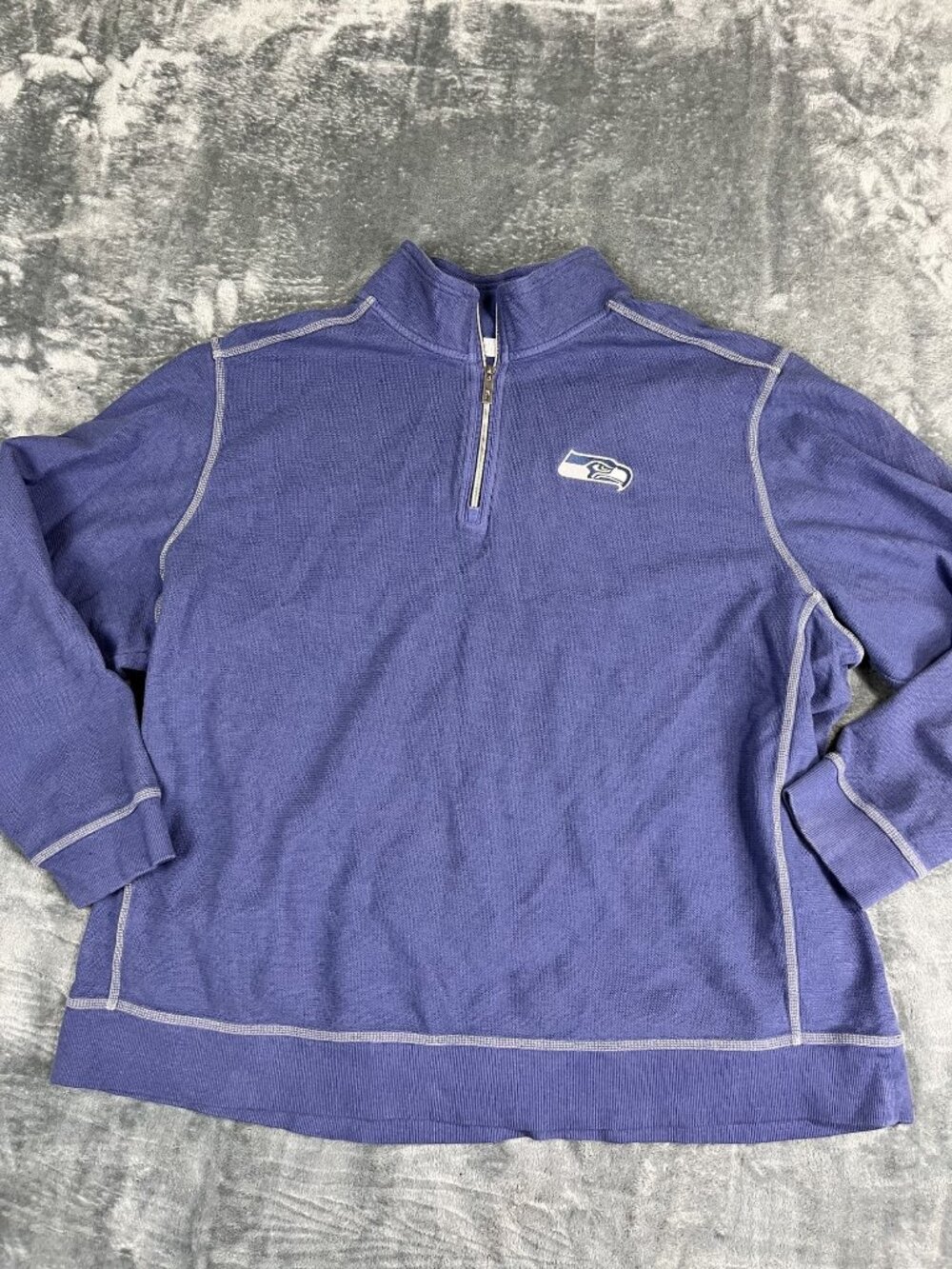 Tommy Bahama Seahawks Quarter-Zip Pullover Sweatshirt 2XLB Blue